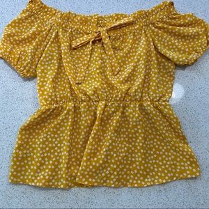 Plus Off Shoulder Knot Ditsy Floral Blouse